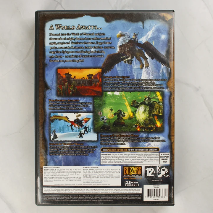 World of Warcraft hátoldal World of Warcraft PC játék tokjának hátoldala