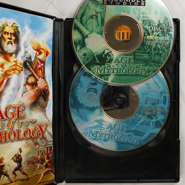 Age of Mythology PC belső tartalom Age of Mythology nyitott tok lemezekkel