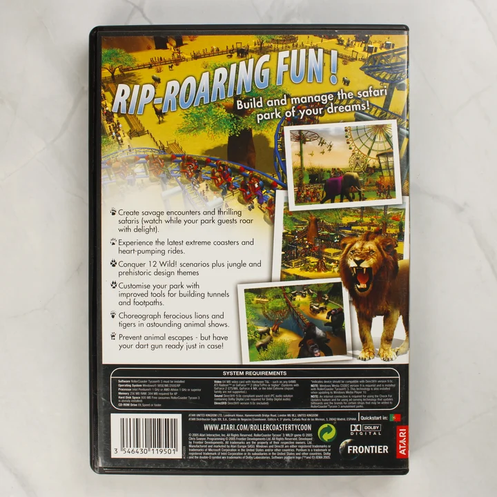 RollerCoaster Tycoon 3 Wild! hátlap RollerCoaster Tycoon 3 Wild! PC játék hátlapja