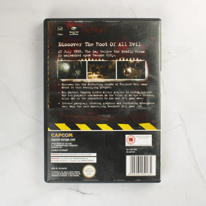 Resident Evil Zero GameCube játék hátoldala