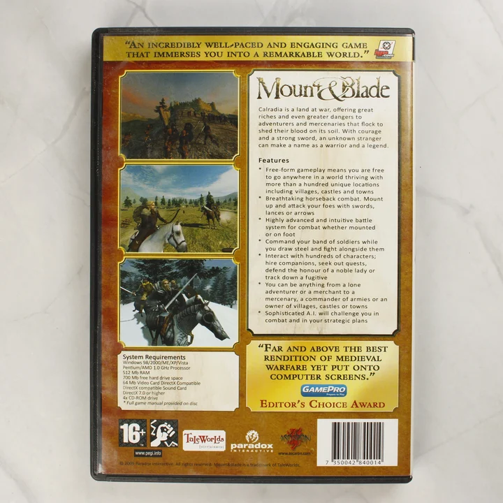 Mount & Blade PC játék hátlapja