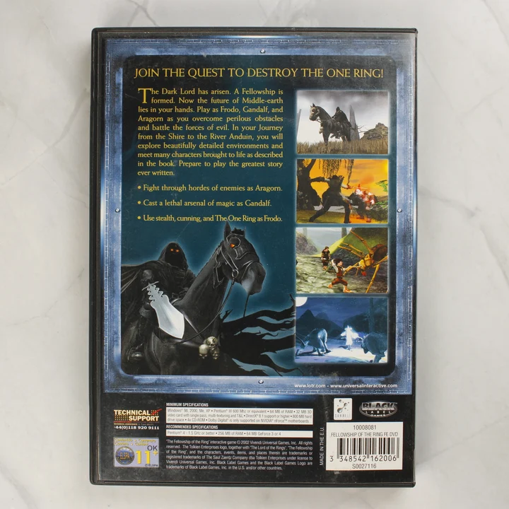 The Lord of the Rings: The Fellowship of the Ring PC játék hátlapja
