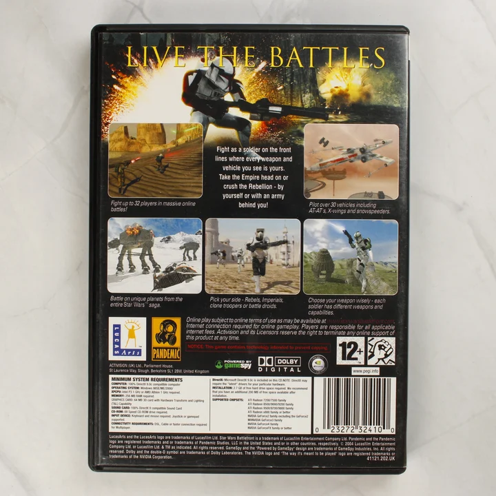 Star Wars Battlefront PC játék hátoldala rendszerkövetelményekkel