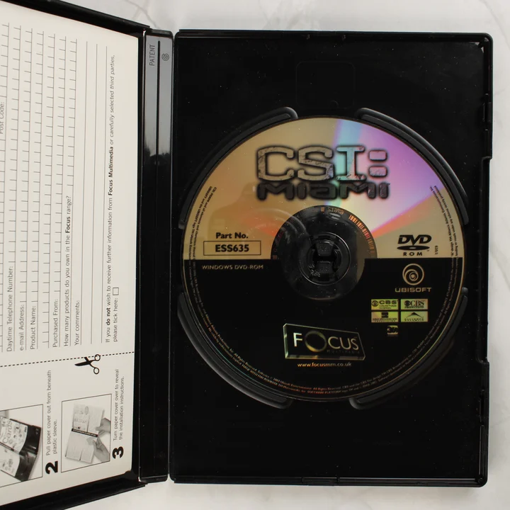 CSI: Miami DVD-ROM lemez CSI: Miami nyitott tok a DVD-ROM lemezzel