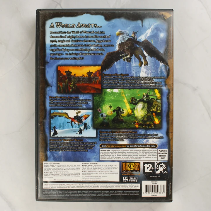 World of Warcraft PC játék tokjának hátoldala