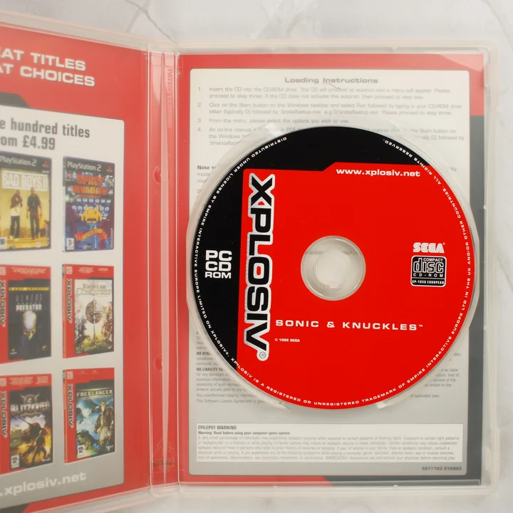 Sonic & Knuckles Collection PC lemez Sonic & Knuckles Collection nyitott tok és CD