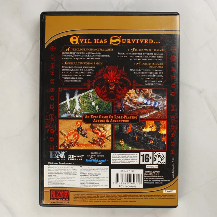 Diablo II Best Seller Series PC játék tokjának hátlapja