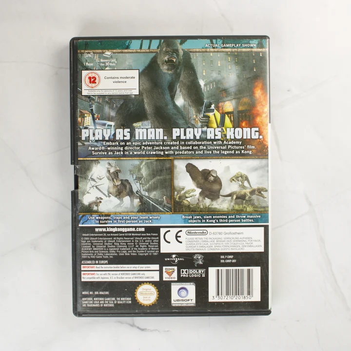 Peter Jackson's King Kong Nintendo GameCube játék tokjának hátlapja