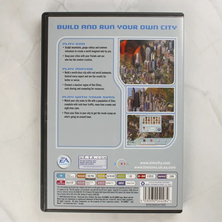 SimCity 4 PC hátlap SimCity 4 EA Classics PC játék hátlapja