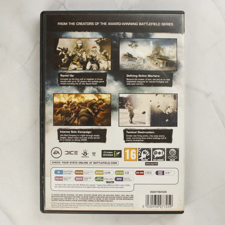 Battlefield Bad Company 2 PC hátlap Battlefield Bad Company 2 PC játék hátlapja