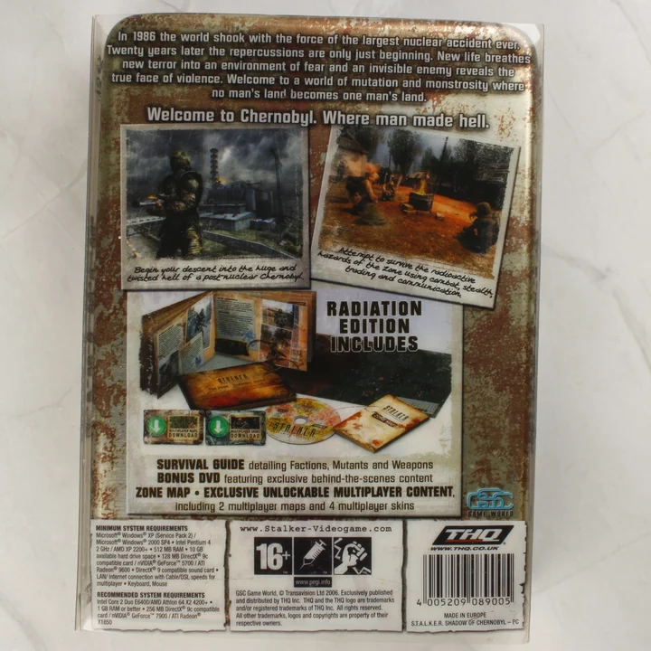 S.T.A.L.K.E.R. Shadow of Chernobyl Radiation Edition hátlap technikai adatokkal