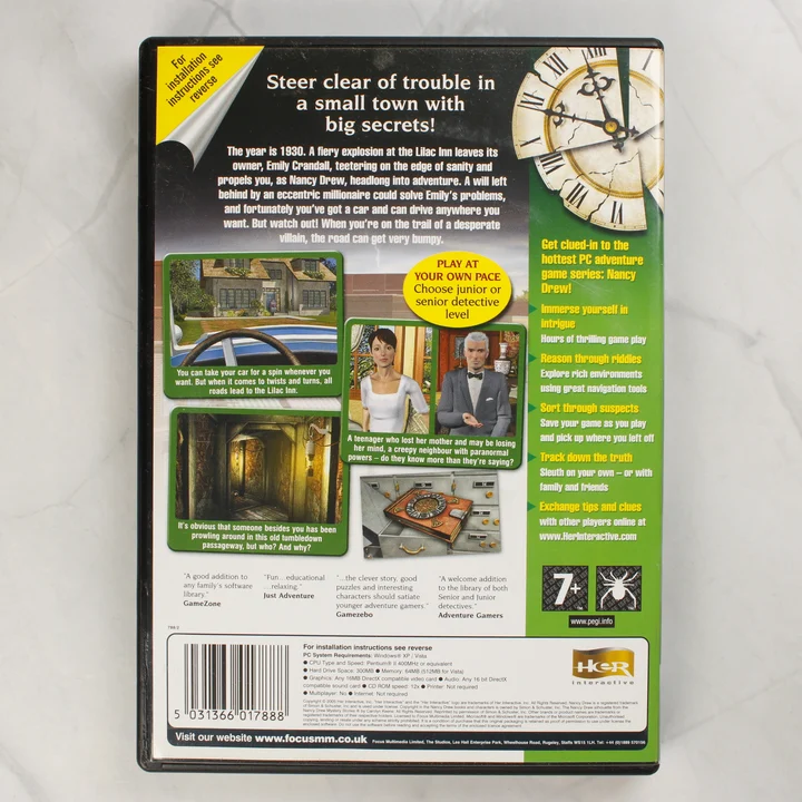 Nancy Drew: Secret of the Old Clock PC játék hátlapja