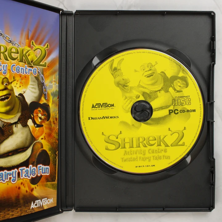 Shrek 2 Activity Centre PC lemez Shrek 2 Activity Centre nyitott tok és CD-ROM