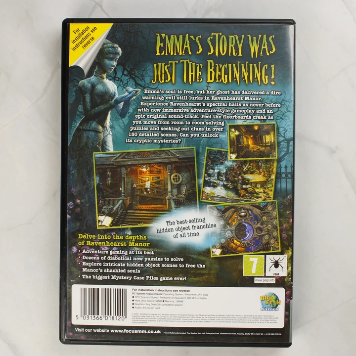 Mystery Case Files: Return to Ravenhearst PC játék hátoldala