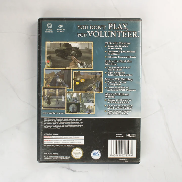 Medal of Honor Frontline GameCube játék hátoldala