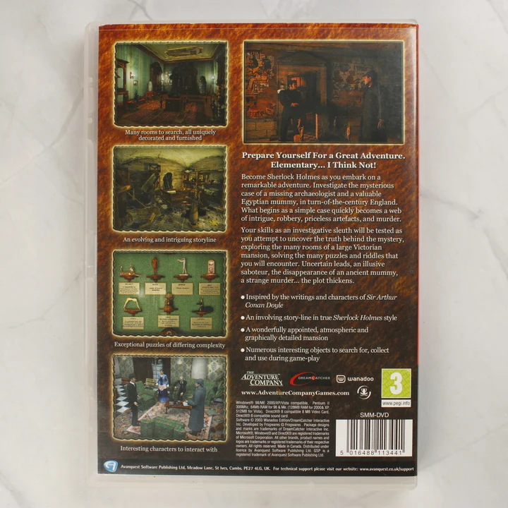 Sherlock Holmes: The Mystery of the Mummy hátlap Sherlock Holmes: The Mystery of the Mummy PC játék hátlapja