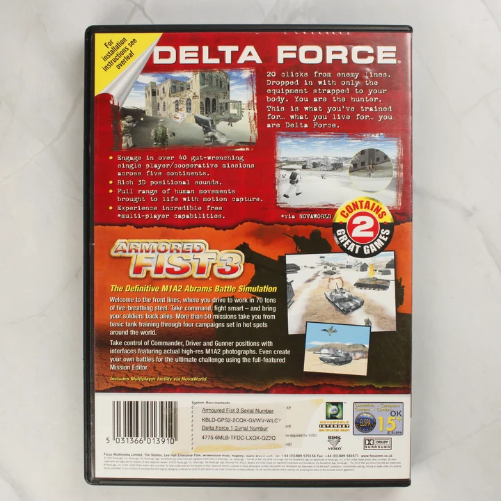 Delta Force és Armored Fist 3 PC játék gyűjtemény hátlapja