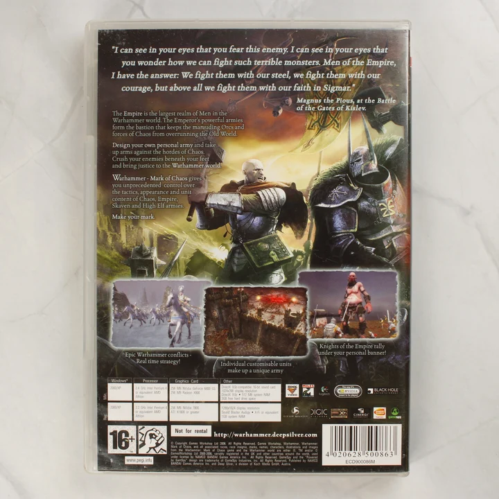 Warhammer Mark of Chaos PC hátlap Warhammer: Mark of Chaos PC játék hátlapja