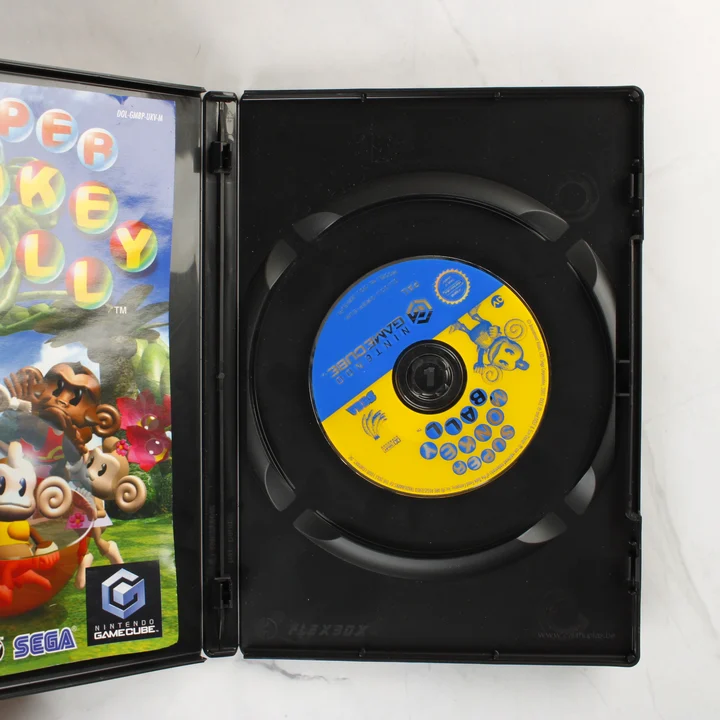 Super Monkey Ball Nintendo GameCube nyitott tok és lemez