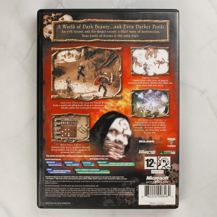 Dungeon Siege II PC hátlap Dungeon Siege II PC játék hátlapi borítója