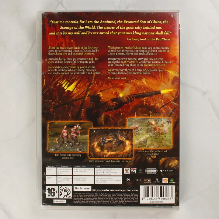 Warhammer Mark of Chaos PC hátlap Warhammer: Mark of Chaos PC játék hátlapja