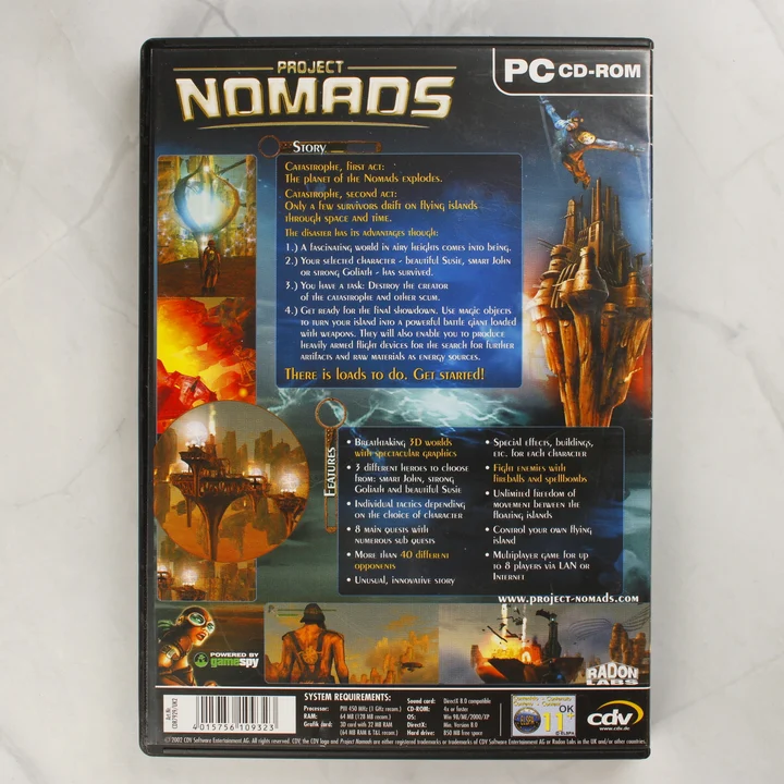 Project Nomads PC hátlap Project Nomads PC játék hátoldali borítója