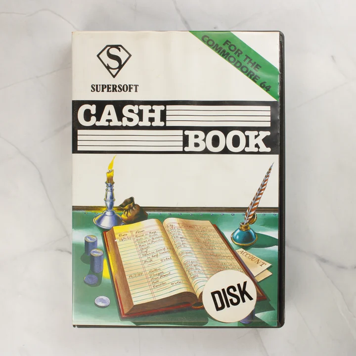 Supersoft Cashbook C64 borító Supersoft Cashbook Commodore 64 szoftver előlapja
