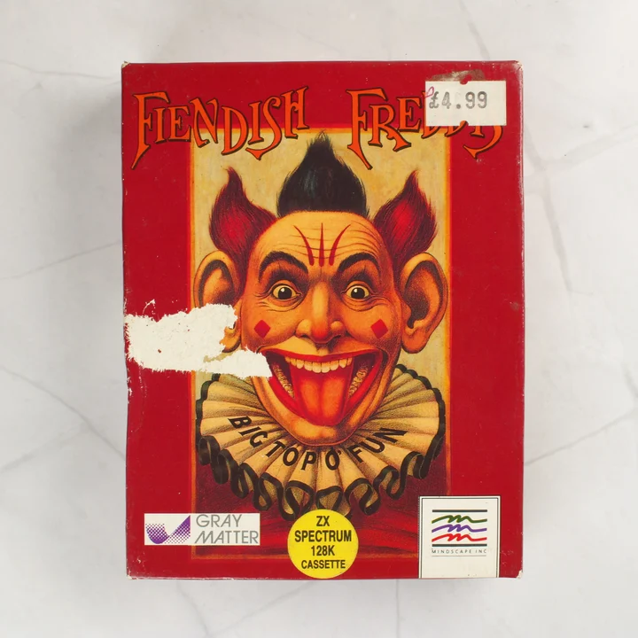 Fiendish Freddy's Big Top O' Fun ZX Spectrum játék dobozának eleje