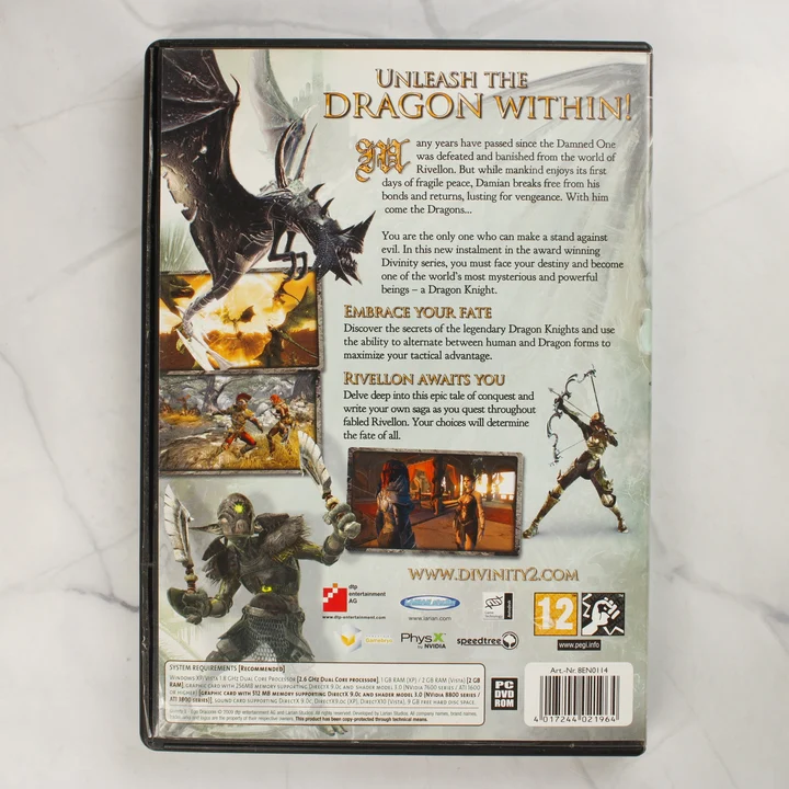 Divinity II: Ego Draconis PC hátlap Divinity II: Ego Draconis PC játék tokjának hátlapja
