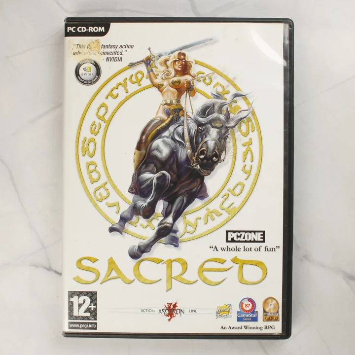 A Sacred videójáték PC-s kiadásának előlapja