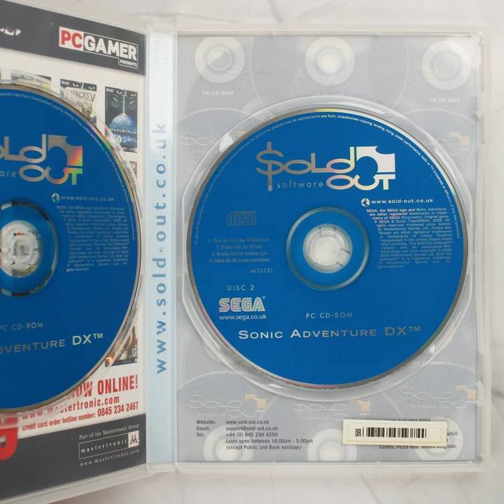 Sonic Adventure DX PC lemezek Sonic Adventure DX Director's Cut nyitott tok és lemezek