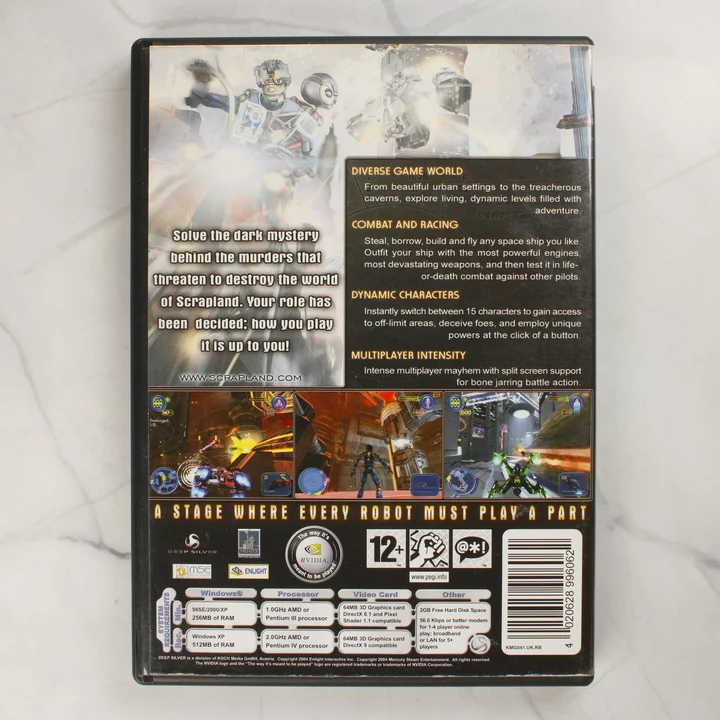 Scrapland PC játék hátlap American McGee Presents Scrapland PC játék hátlapi borítója