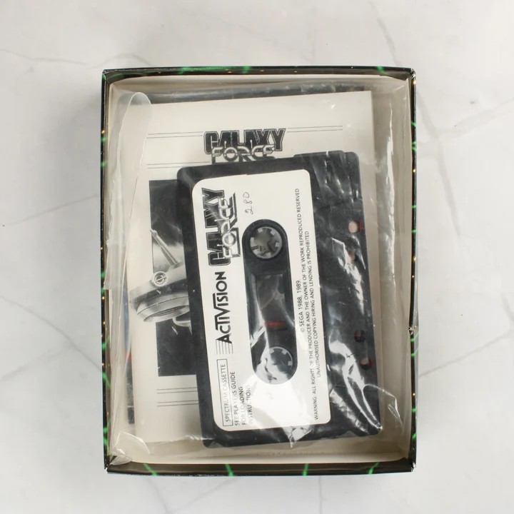 Galaxy Force ZX Spectrum belső tartalom Galaxy Force ZX Spectrum kazetta és kézikönyv a dobozban