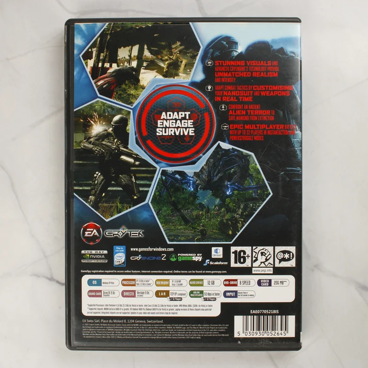 Crysis PC játék hátoldali borítója