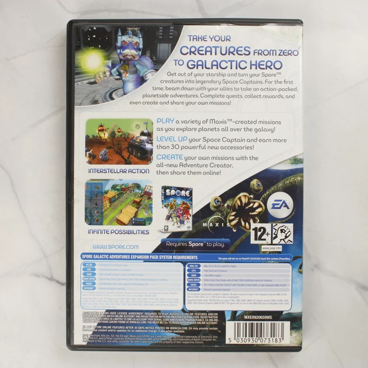 Spore Galactic Adventures hátoldal Spore Galactic Adventures játék tokjának hátoldala
