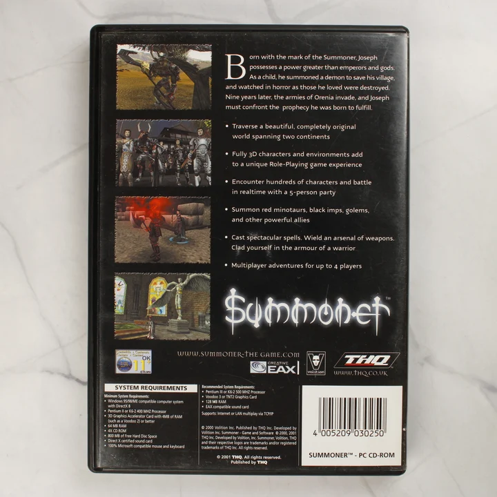 Summoner PC hátlap Summoner PC videójáték hátlapja rendszerkövetelményekkel