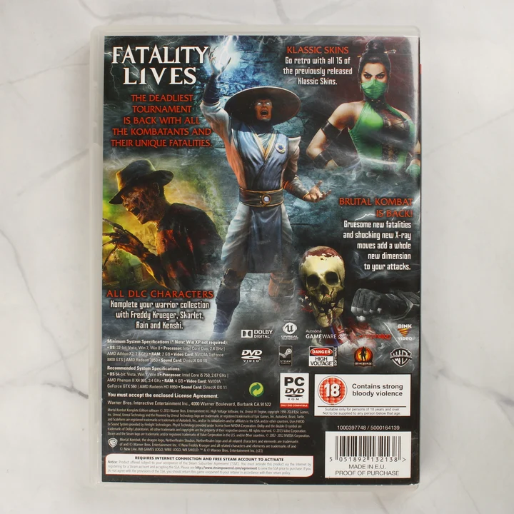 Mortal Kombat Komplete Edition PC hátlap Mortal Kombat Komplete Edition PC játék hátlapja