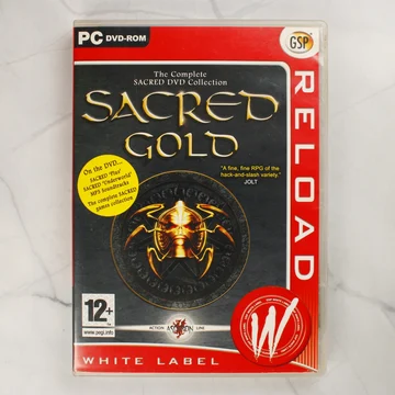Sacred Gold PC játék előlapi borítója piros White Label keretben
