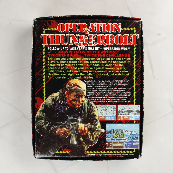 Operation Thunderbolt videójáték dobozának hátoldala