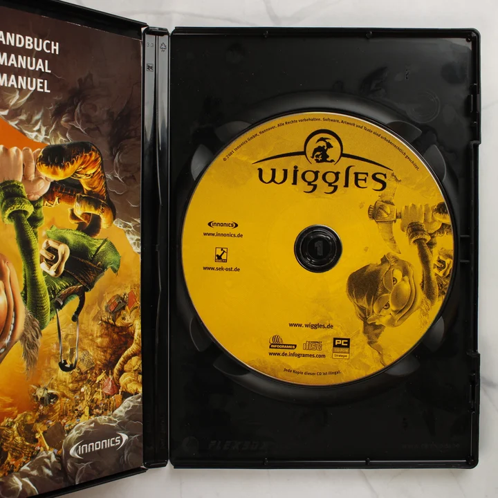 Wiggles PC játék nyitott tokja a lemezzel