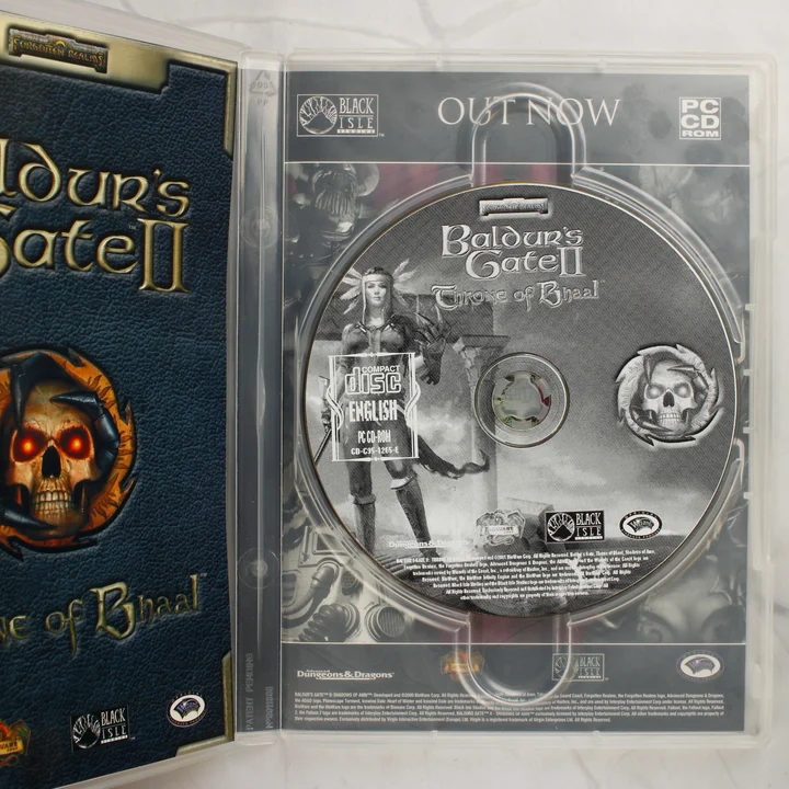 Baldur's Gate II Throne of Bhaal nyitott tok és lemez