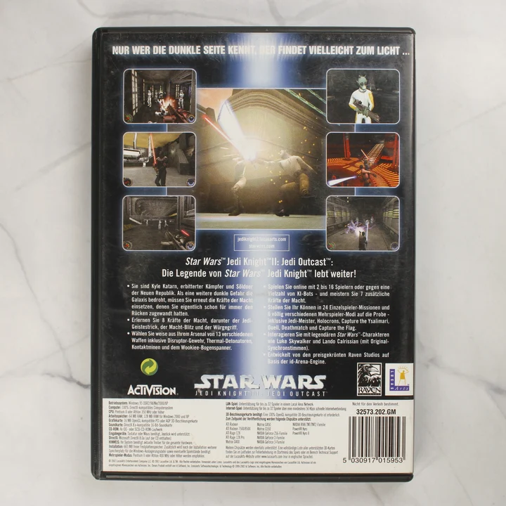 Star Wars Jedi Knight II Jedi Outcast PC hátlap Star Wars Jedi Knight II Jedi Outcast PC játék tok hátoldala