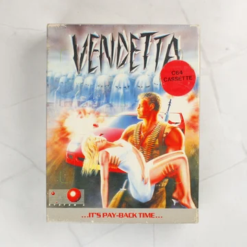 A Vendetta videójáték Commodore 64-es dobozának előlapja