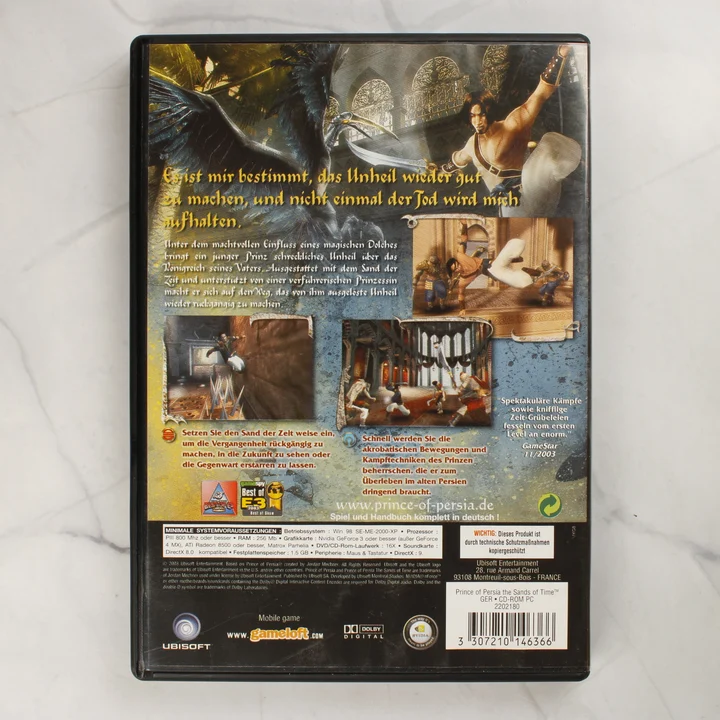 Prince of Persia: The Sands of Time PC játék hátlapja