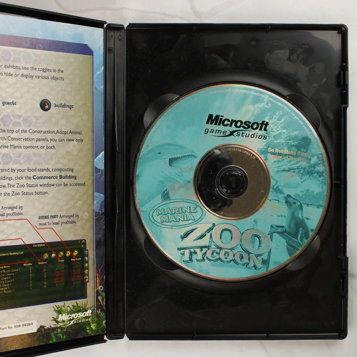 Zoo Tycoon Marine Mania nyitott tok CD-vel és kézikönyvvel