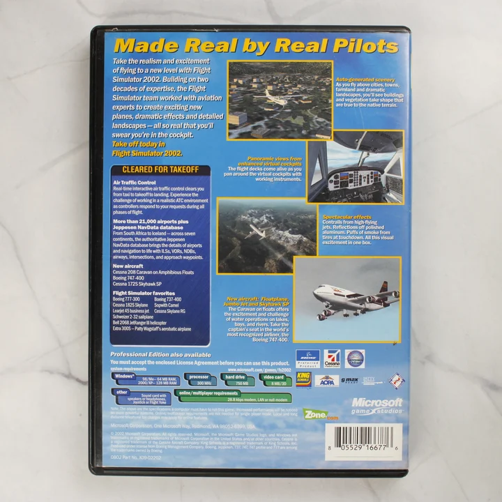 Microsoft Flight Simulator 2002 hátlap Microsoft Flight Simulator 2002 PC játék hátlapja