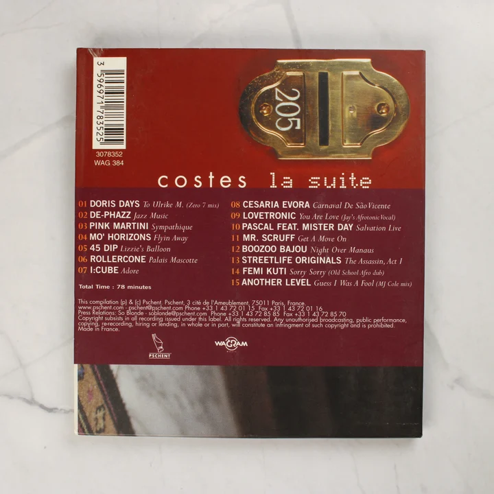 Costes La Suite CD hátoldal Costes La Suite CD hátoldala számlistával és vonalkóddal