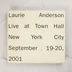 Laurie Anderson Live at Town Hall New York City CD album előlapja