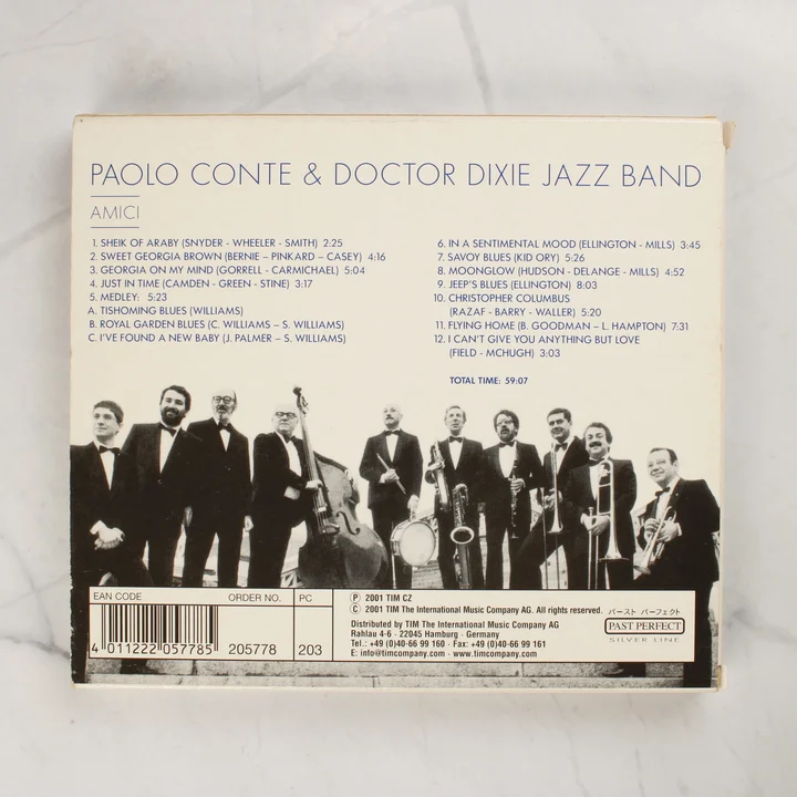 Paolo Conte Amici CD hátlap Paolo Conte & Doctor Dixie Jazz Band Amici CD hátlap számlistával