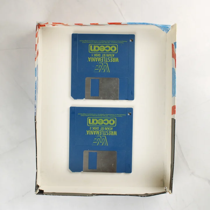 WWF WrestleMania Atari ST floppy lemezek a dobozban